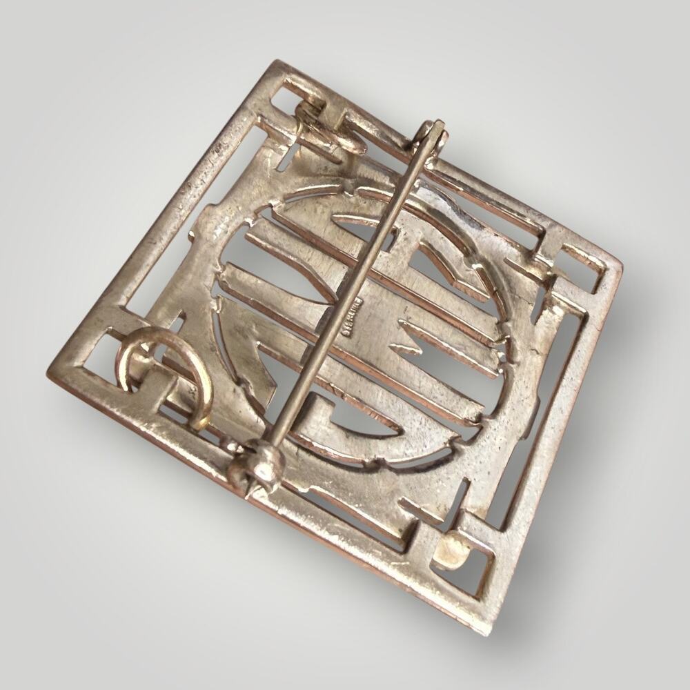 Vintage Art Deco Sterling Silver Marcasite AMG Monogram Brooch Pendant – 10.2g - Picture 3 of 7
